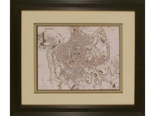 Sepia Map of Rome 26W x 22H