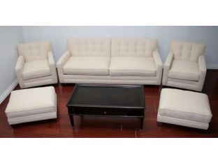 Modern Cream Sofa with Tufted Back