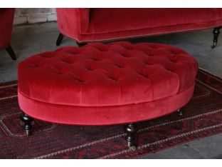 Ruby Red Tufted Velvet Ottoman