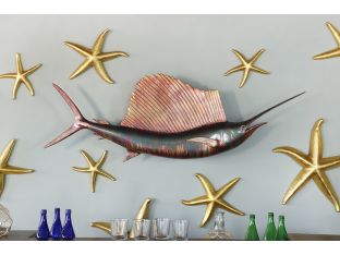 Copper Patina Sailfish Wall Art 64W x 21H - Cleared