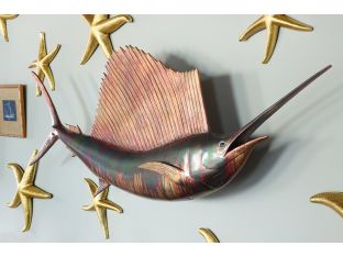 Copper Patina Sailfish Wall Art 64W x 21H - Cleared
