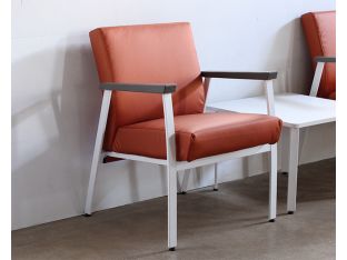 Orange Single Waiting Room Chair With White Frame