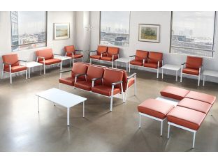 Orange Single Waiting Room Chair With White Frame