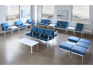 Blue Single Waiting Room Chair With White Frame
