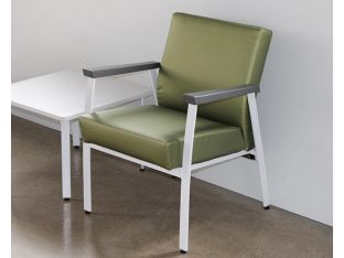 Green Single Waiting Room Chair With White Frame