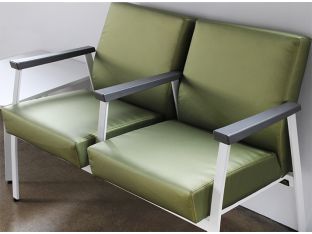 Green Double Waiting Room Chair W/ White Frame