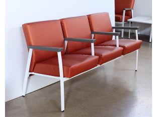 Orange Triple Waiting Room Chair W/ White Frame