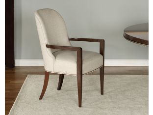 Neutral Brushed Fabric Arm Chair w/ Tapered Legs