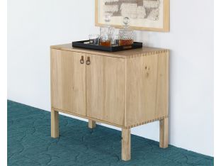 Poplar Bar Cabinet With Iron And Leather Pulls