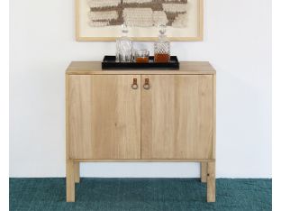 Poplar Bar Cabinet With Iron And Leather Pulls