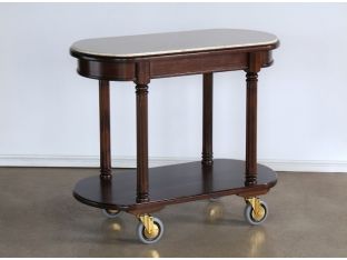 Mahogany Room Service Cart with Travertine Top