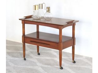 Mid-Century Walnut Serving Cart, Vintage 1950's