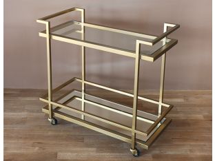 Manhattan Bar Cart in Antique Brass