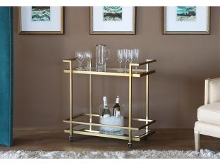 Manhattan Bar Cart in Antique Brass