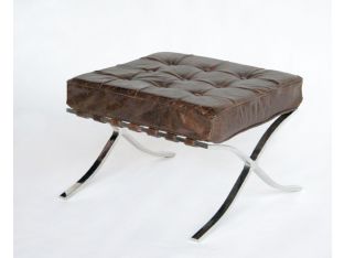 Cigar Leather Barcelona Style Ottoman