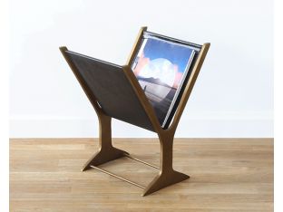 Brass Magazine Rack With Black Leatherette 