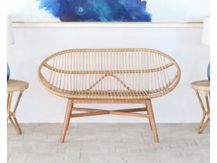 Woven Natural Rattan Bench