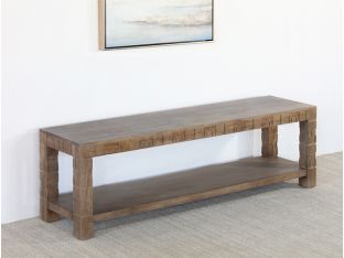 Brown Carved Accent Bench 