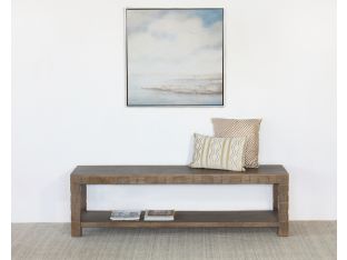 Brown Carved Accent Bench 