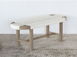 Washed Brown Teak & Rope Bench