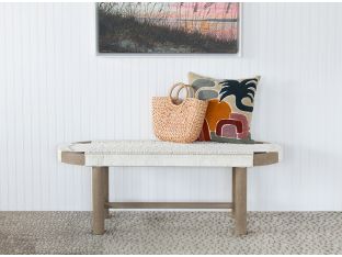 Washed Brown Teak & Rope Bench