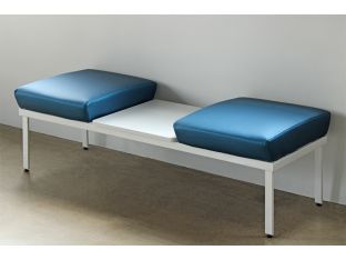 Blue Double Seat Waiting Room Bench W/ Table