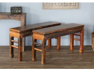 Set Of 2 Antique Chinese Benches, 19th Century
