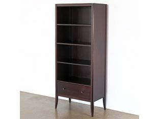 Brown 4-Shelf Bookcase with Drawer