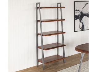 Walnut And Charcoal Steel Bookcase