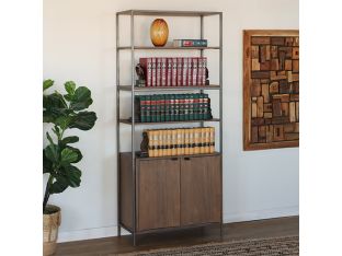 Auburn Poplar Modular Bookcase w/ Leather Pulls
