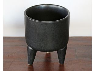Large Ceramic Black Tripod Bowl
