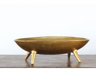 Extra Large Antique Brass Aluminum Oval Bowl 