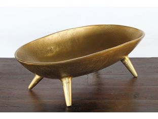 Extra Large Antique Brass Aluminum Oval Bowl 