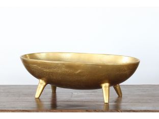 Large Antique Brass Aluminum Oval Bowl