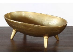 Large Antique Brass Aluminum Oval Bowl