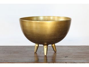 Medium Antique Brass Aluminum Oval Bowl