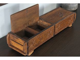 Carved Reclaimed Wood Indian Box
