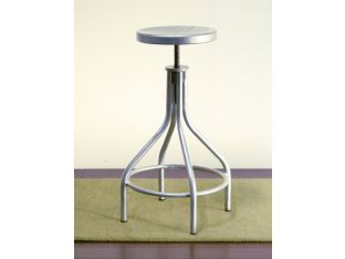 Galvanized Metal Adjustable Bar Stool with Round Foot Rail