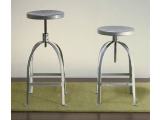 Galvanized Metal Adjustable Bar Stool with Square Foot Rail