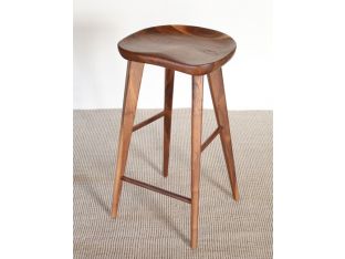 Walnut Bar Stool with Tapered Legs