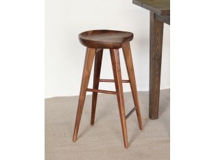 Walnut Bar Stool with Tapered Legs