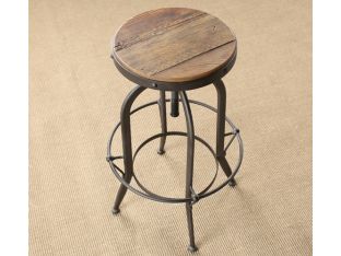 Metal Adjustable Bar Stool with Wooden Seat