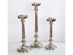 Medium Nickel Finish Pillar Candle Holder