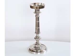 Small Nickel Finish Pillar Candle Holder