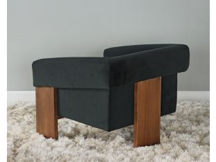 Smoke Velvet Club Chair with Plank Legs