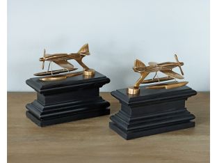 Brass Hydroplane Bookends Set Of 2  - Cleared