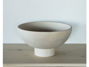 Ivory Reclaimed Wooden Bowl on Pedestal - Cleared
