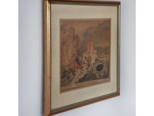 Framed Satirical Etching 18th Century 21W x 18.5H