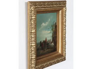 Dutch School, Oil on Board Hunt Scene, 18th Century 24W x 27H