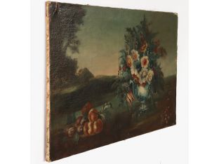 Flemish School Floral Still Life, Unframed, 18th Century 29W x 26H